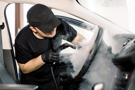Steam Cleaning Car Interior