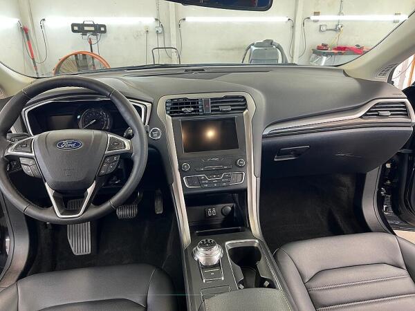 The inside of the cab of  a Ford vehicle after it was cleaned by Andy's Autowash in North Olmsted, Ohio.