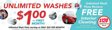 Unlimited Washes $1.00 for first month
